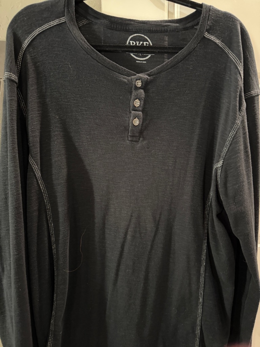 RVCA Black Long-Sleeve Henley with Contrast Stitching